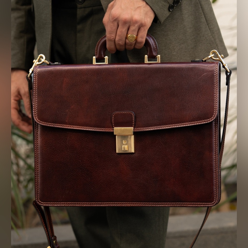 Time resistance Leather Briefcase - The Sound of the Mountain
